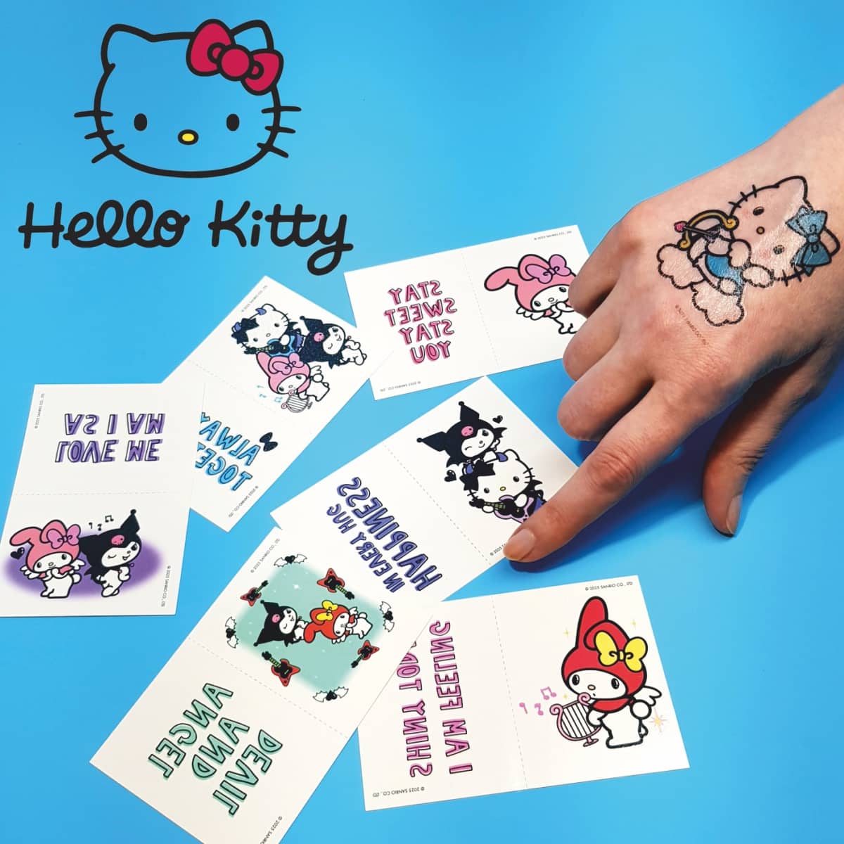 Tattoos Hello Kitty, 2er Set = 60 einzelne Tattoos Haut-Aufkleber in Katzen-Design