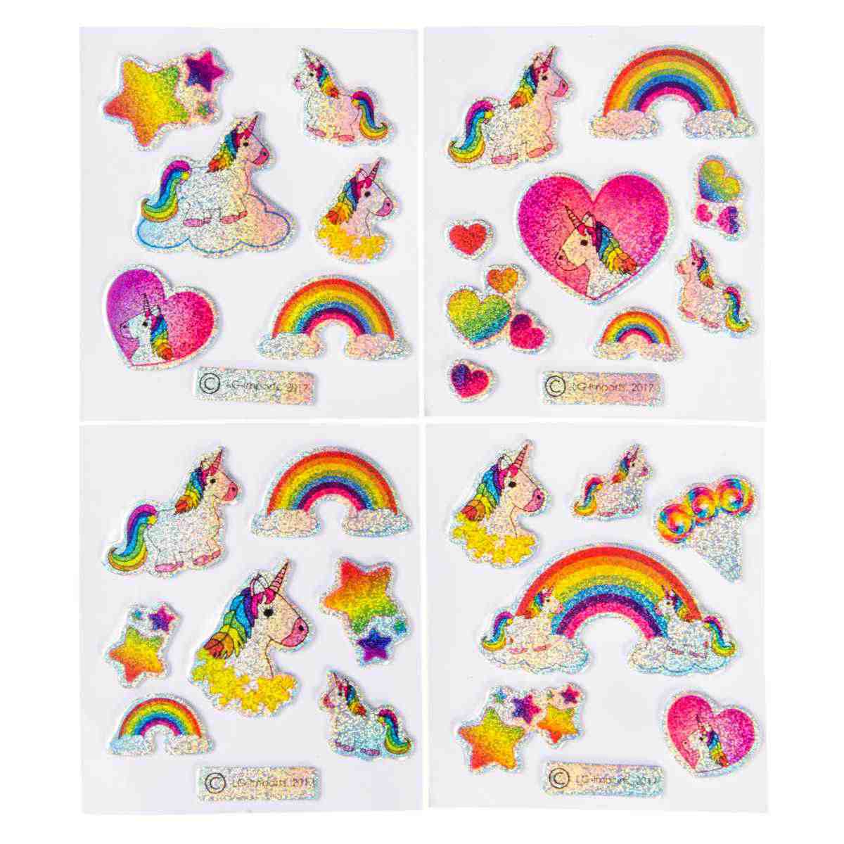 Sticker-Einhorn Aufkleber-Karten