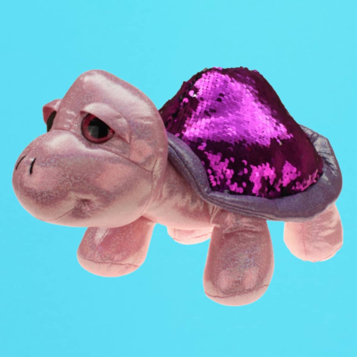 Plüsch-Schildkröte rosa Meerestier-Kuscheltier mit Pailletten-Panzer