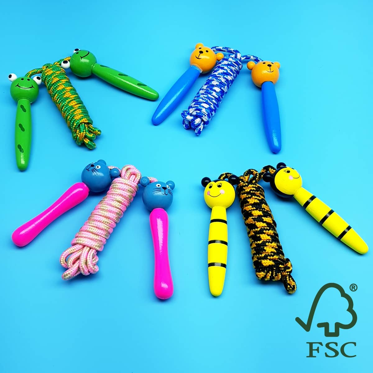 Springseile Tiere mit Holzgriffen Fitness-Accessoires für Kinder