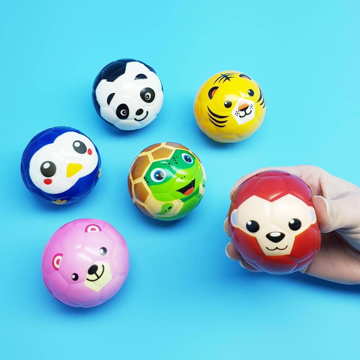 Antistressbälle mit Tiermotiven Softbälle zum Zusammendrücken mit lustigen Safari-Motiven