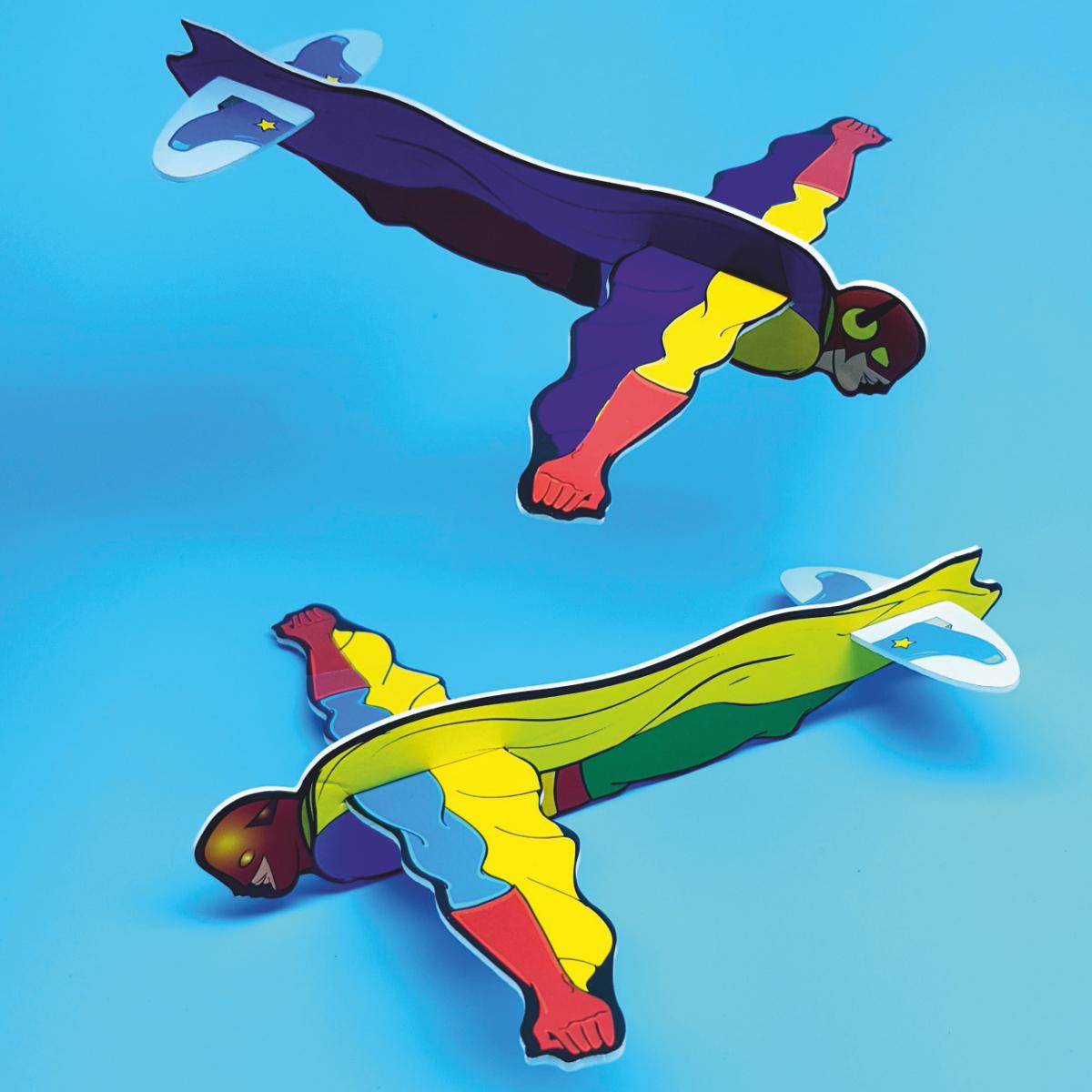 Superhelden-Flieger als Bausatz Styropor-Flieger Action-Motiven
