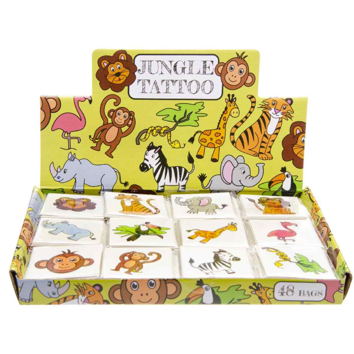 Tattoos Wilde Tiere, 12er Set Körperschmuck für Kids
