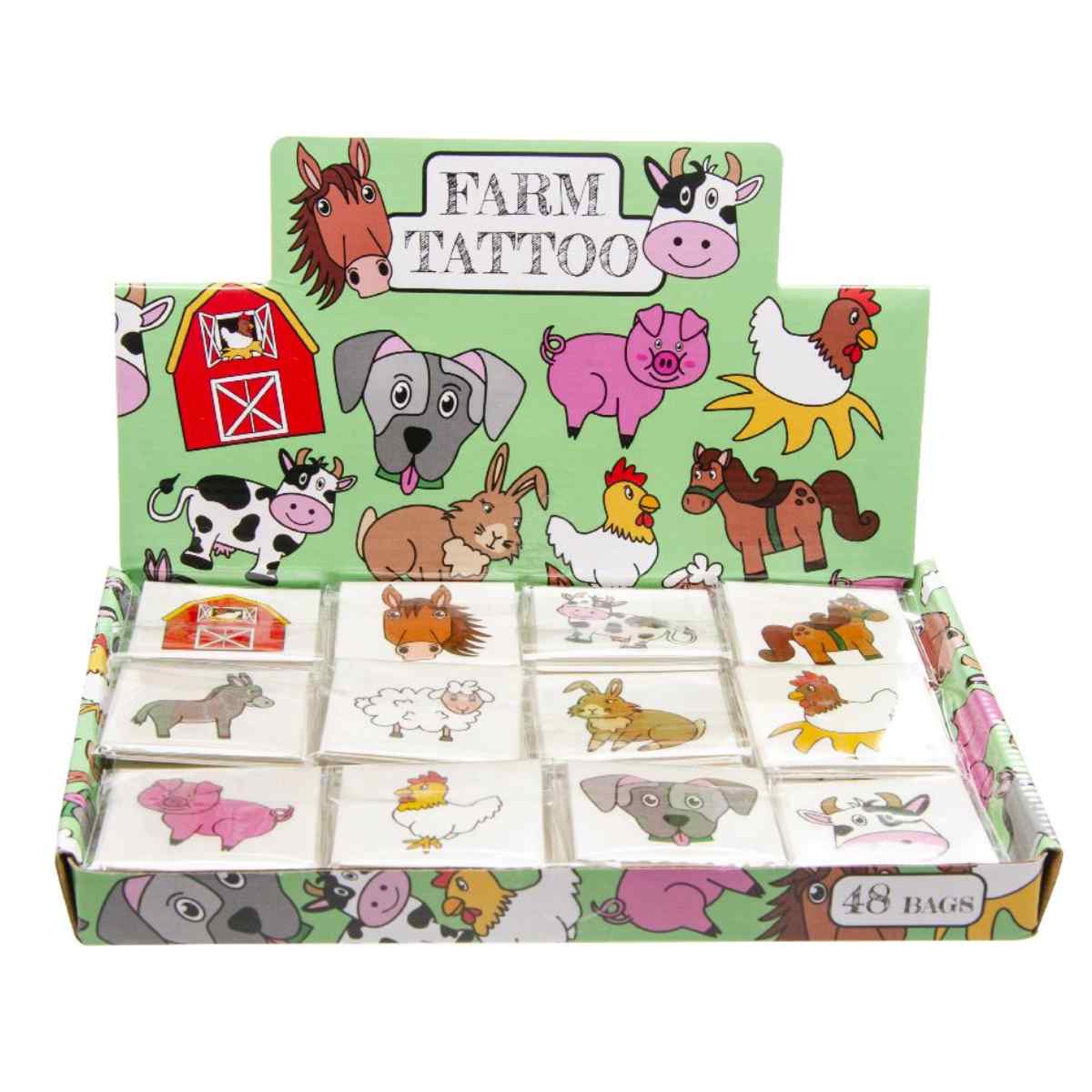 Tattoos Bauernhoftiere, 12er Set Körperschmuck für Kids