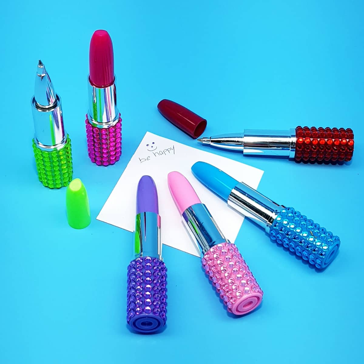Kugelschreiber Lippenstift Kullis Lipstick mit blauer Minenfarbe Scherzartikel Schreibwaren
