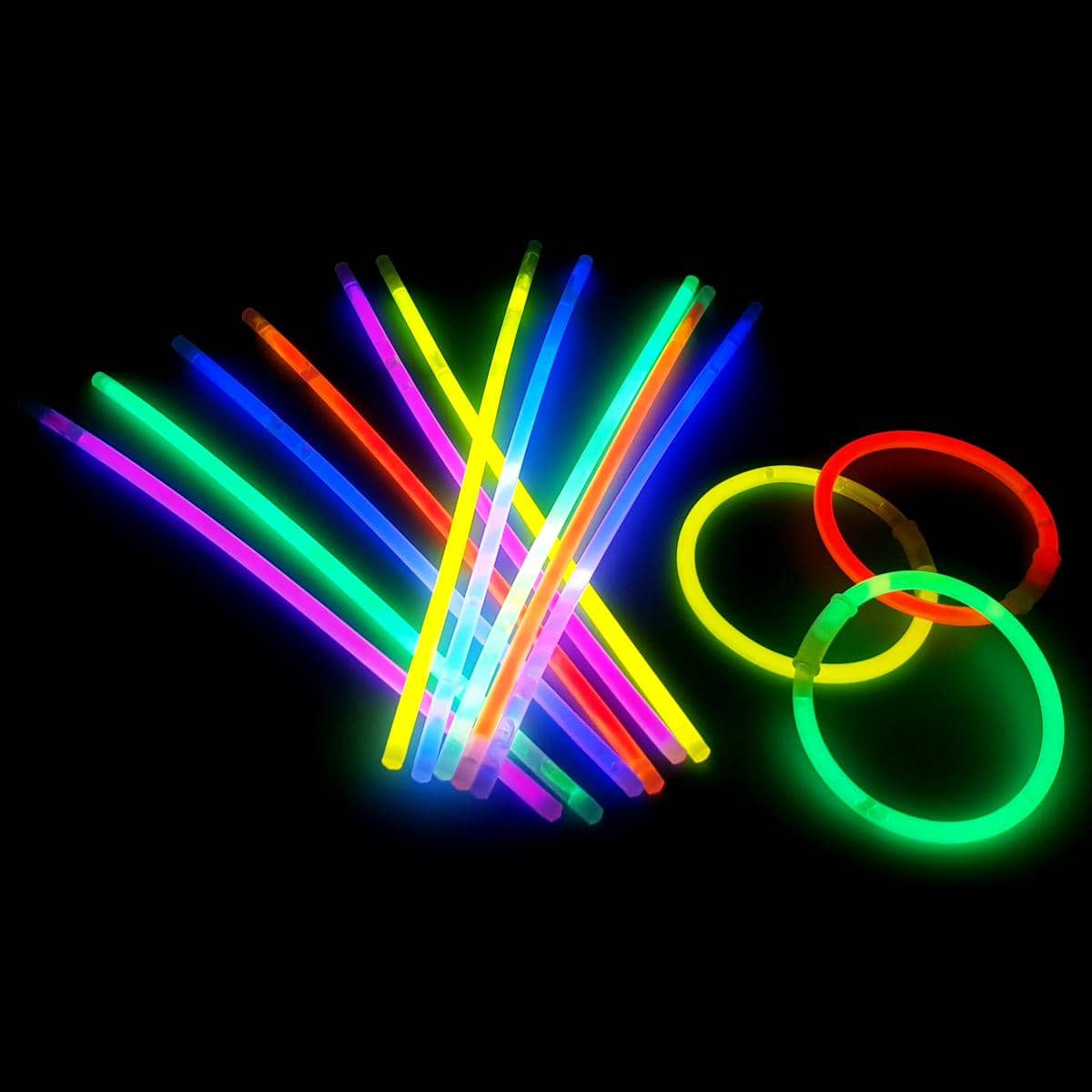 Knicklichter im 15er Set Leuchtstäbe und Armbänder neonfarben