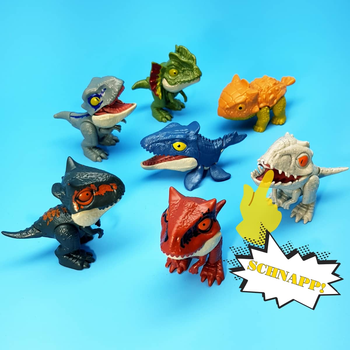 Finger-Schnapp-Dinos beißende Dinosaurier-Figuren
