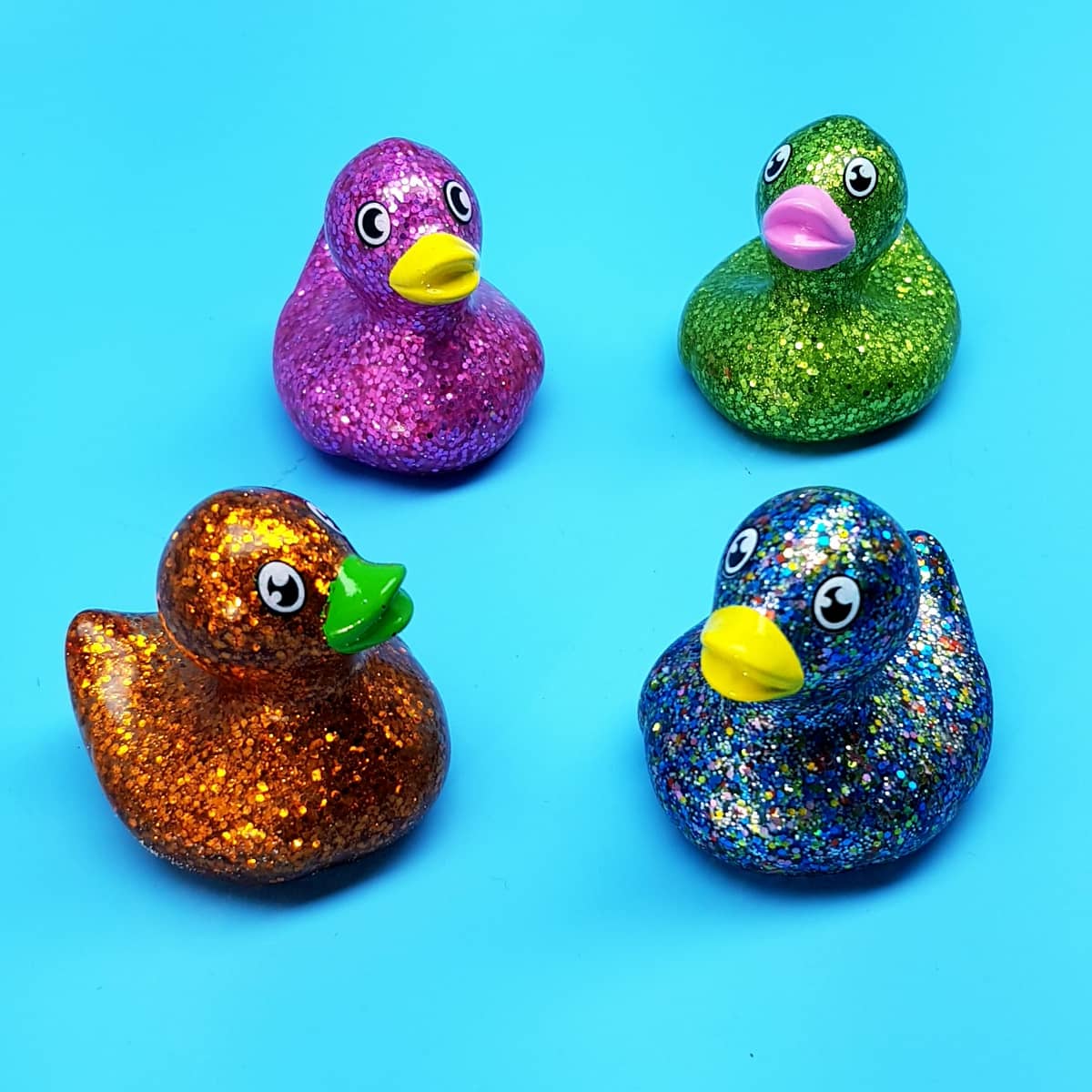 Crazy-Knautschenten Badeenten mit Glitzer im verrückten Design