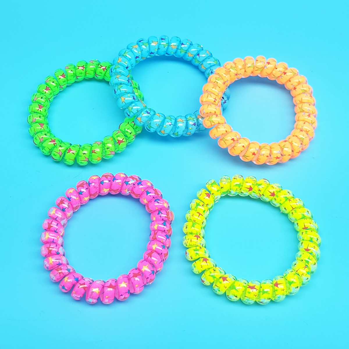 Neon-Spiralarmreifen bunte elastische Haargummis