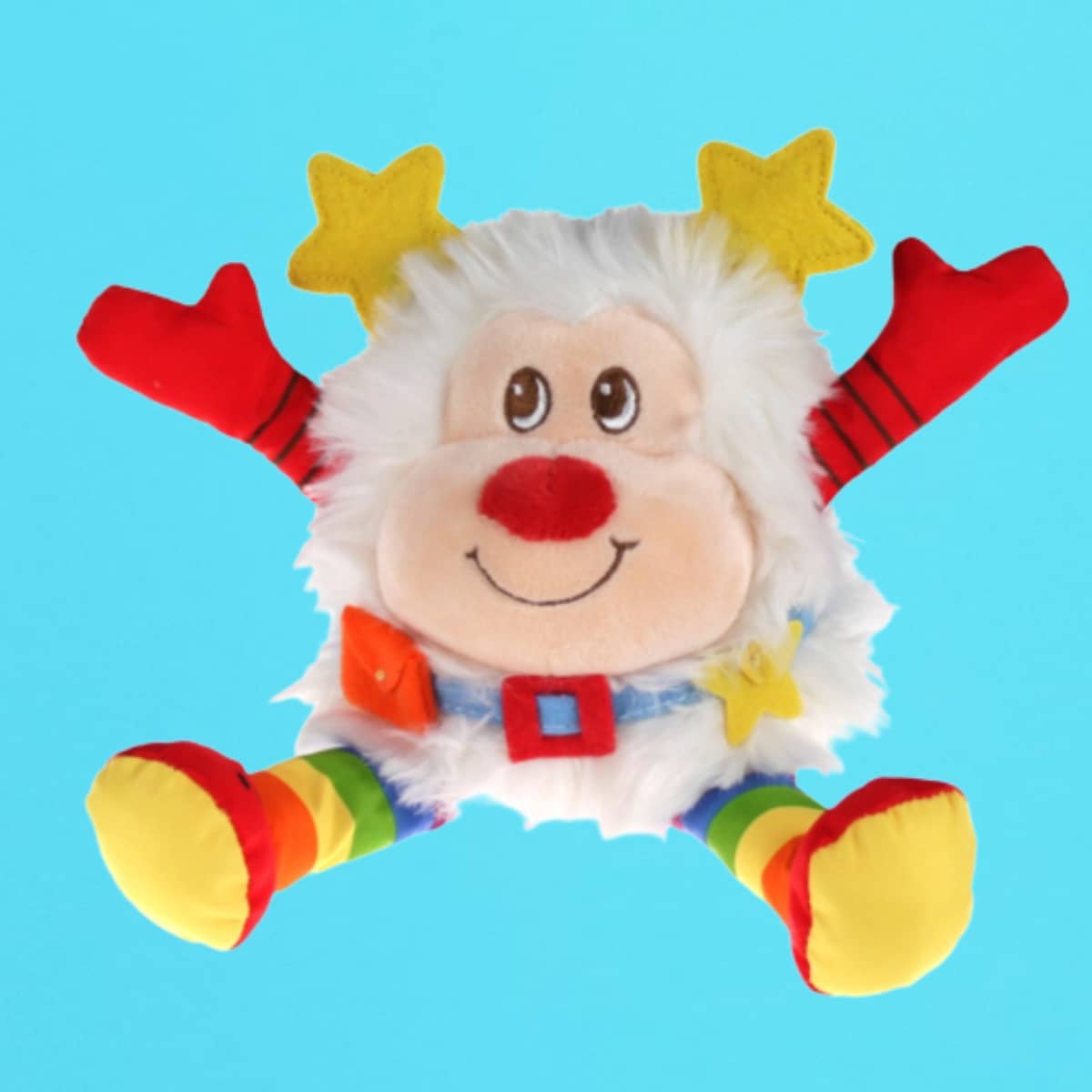 Plüsch-Kobold Kuscheltier Fantasy-Figur mit Regenbogen-Farben und Sternchen-Kopf