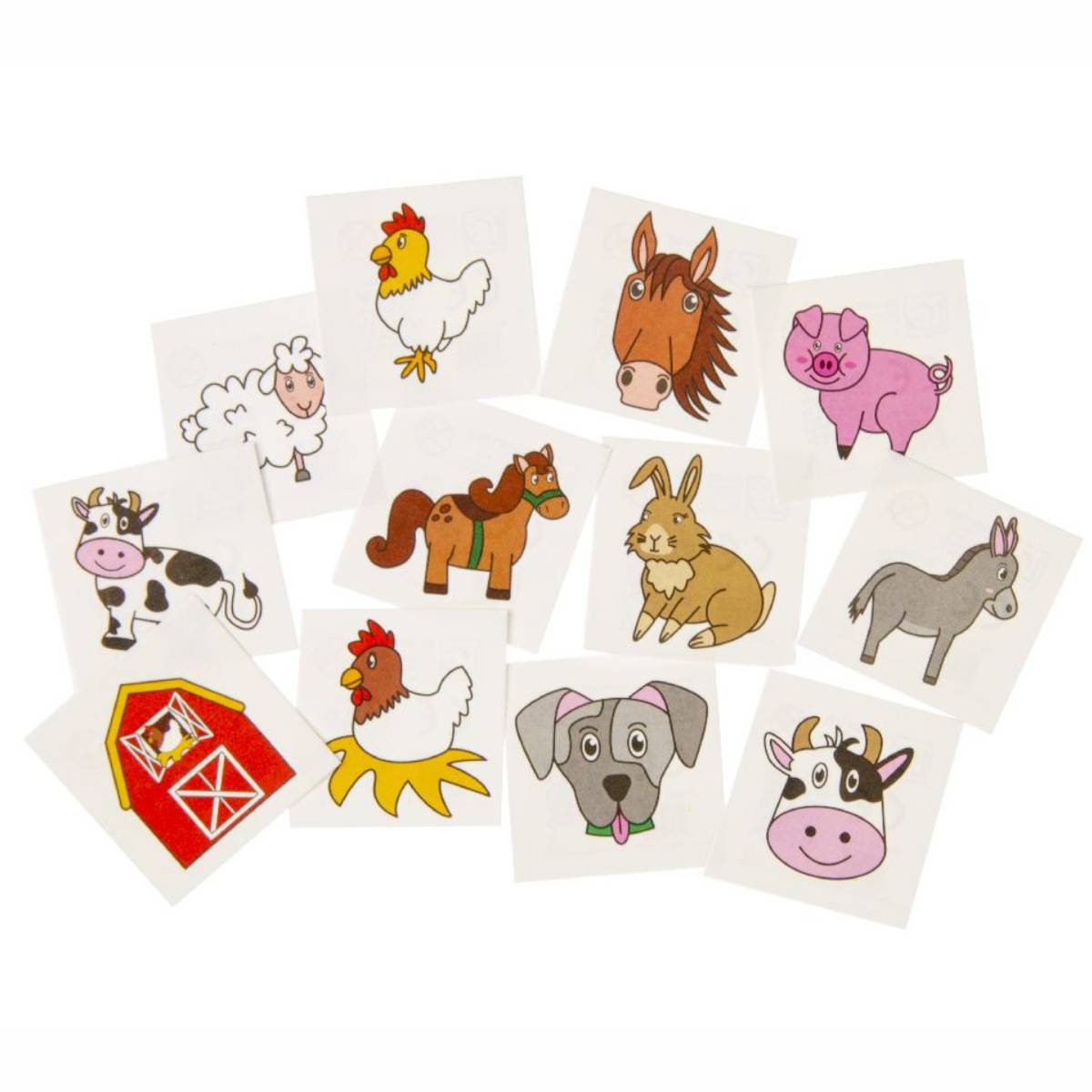 Tattoos Bauernhoftiere, 12er Set Körperschmuck für Kids