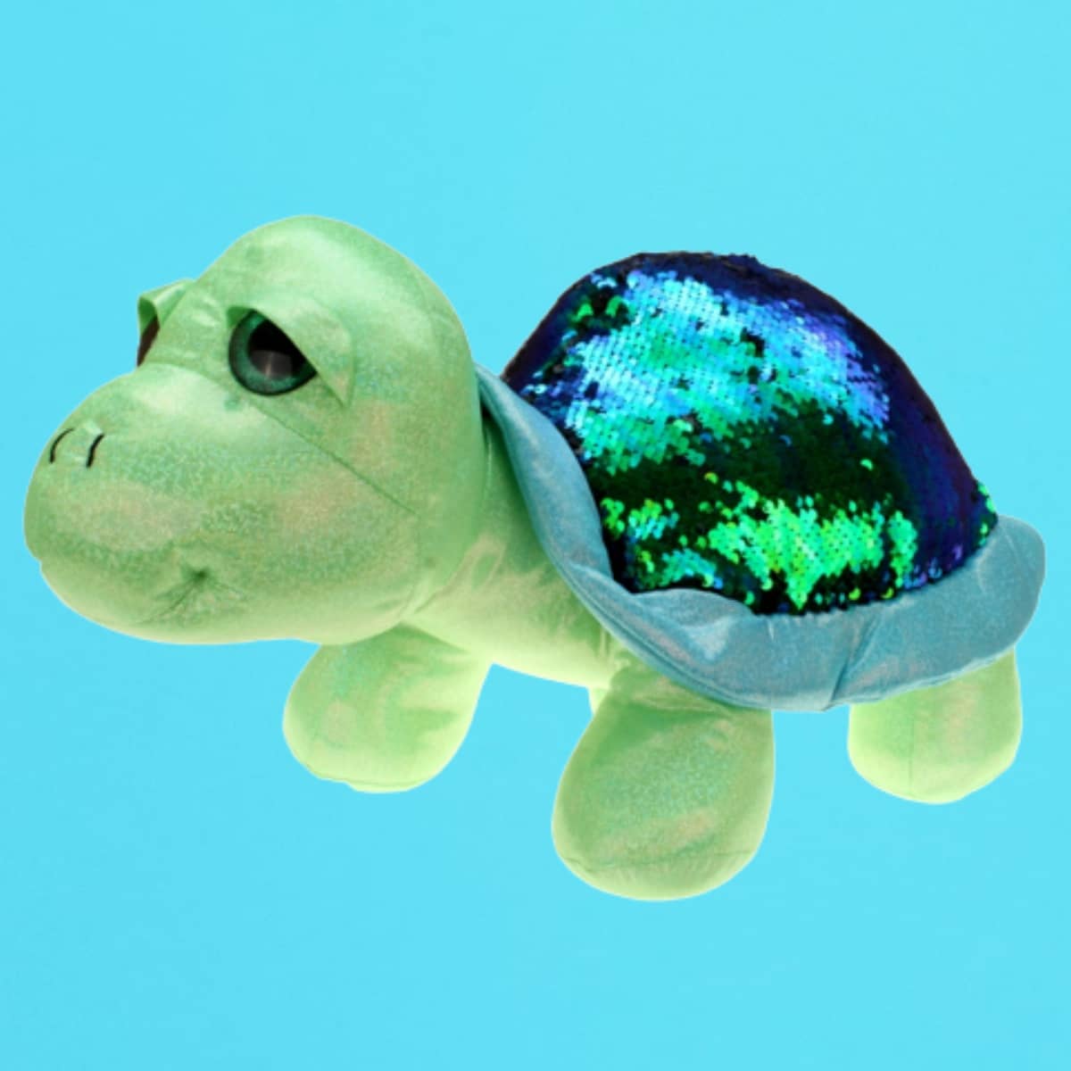 Plüsch-Schildkröte grün Meerestier-Kuscheltier mit Pailletten-Panzer