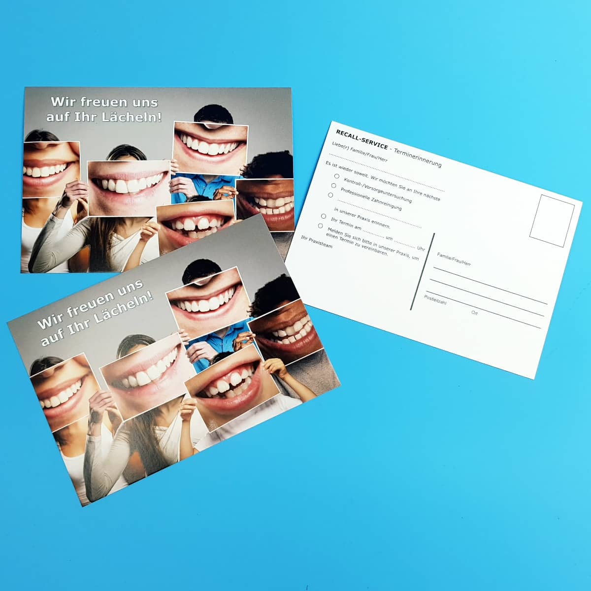 Recallkarten Family and Friends Terminerinnerung Postkarte Zahnarzt