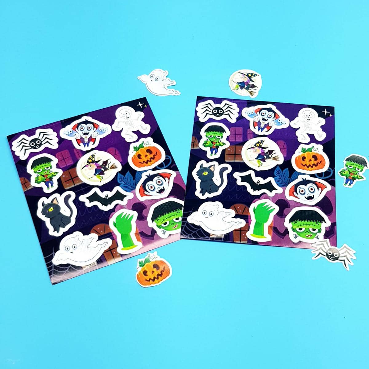 Sticker-Karten Halloween Aufkleber mit Gruselmotiven