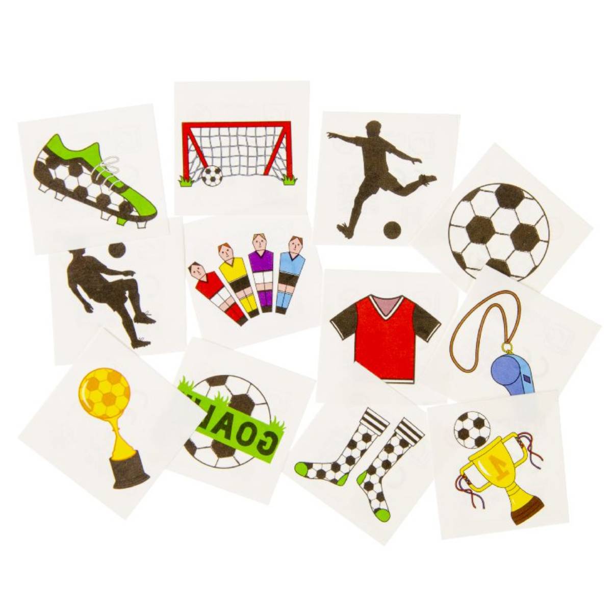 Tattoos Fußball, 12er Set Körperschmuck für Kids